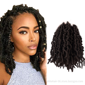 High Quality Silky 10inch Pre twisted Spring Braids Fluffy Short Curly Passion Twist Crochet Braiding Synthetic Hair Extensions